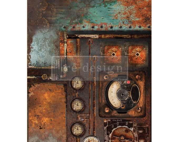 Aged Machinery Elegance A1 Fiber Decoupage Paper Redesign with Prima 23.4"x33.1" - Same Day Shipping - Furniture Decoupage