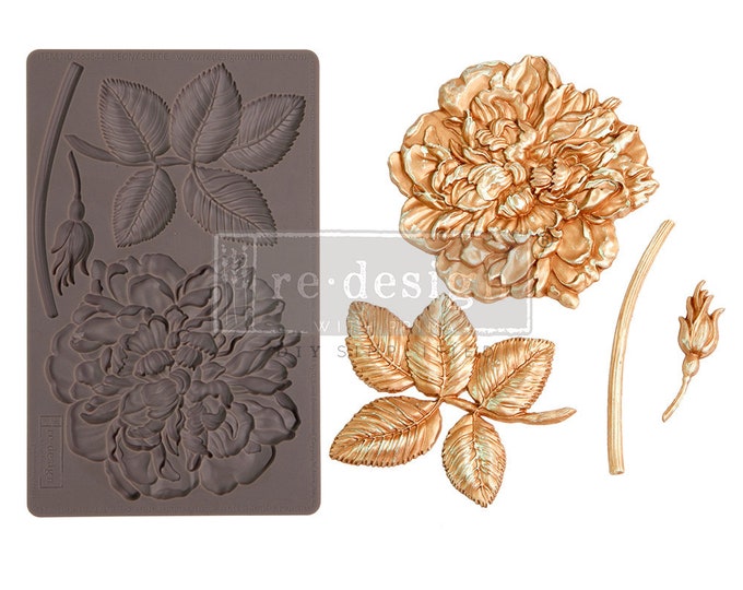 Peony Suede ReDesign With Prima Decor Mould - Same Day Shipping - Furniture Mould - Resin Mold - Candy Mold - Silicone Mold - Applique