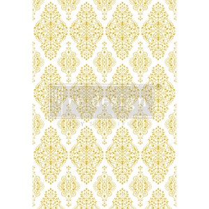 Gold Damask Kacha transfer Redesign with Prima 24" x 35" - Same Day Shipping - Rub on Transfers- Furniture Transfers - Decor Transfers