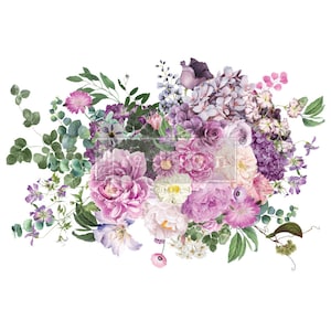 Morning Purple transfer by Redesign with Prima 24"x 35" - Same Day Shipping - Rub on Transfer - Furniture Transfer - Floral Decor - Kacha
