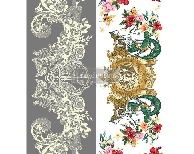 CECE Mermaid Lace transfer by Redesign with Prima 24"x35" - Same Day Shipping - Rub on Transfers - Decor Transfer - Furniture Transfer