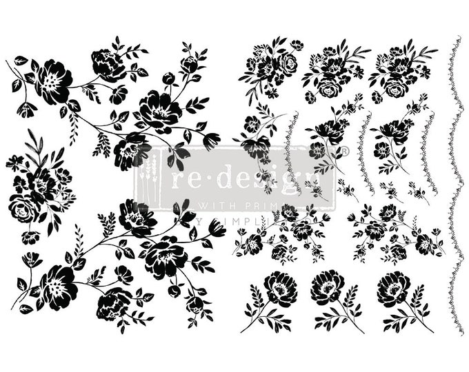 Blossomy H2O transfers - Redesign with Prima - Same Day Shipping - Rub On Decals- Decor transfers - Water Activated Decal