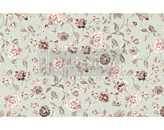 Neutral Floral Decoupage Paper 1 sheet Redesign with Prima - Same Day Shipping - Furniture Decoupage - Mulberry Paper - Rice Paper - Floral