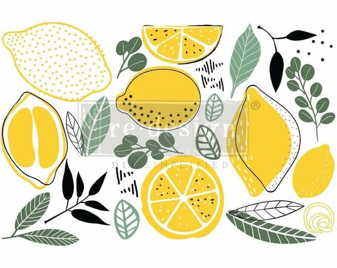 Lemon transfer by Redesign with Prima 6"x12" - Same Day Shipping - Rub on Transfers - Small Transfers - Furniture Decals - Lemon Decor