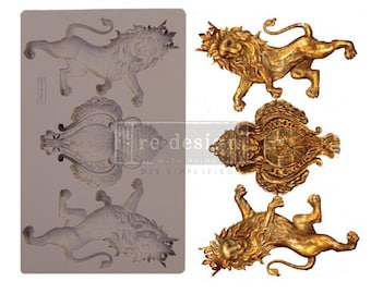 Royal Emblem ReDesign With Prima Decor Mould - Same Day Shipping - Silicone Mold - Resin Mold - Candy Mold - Furniture Mould - Lions