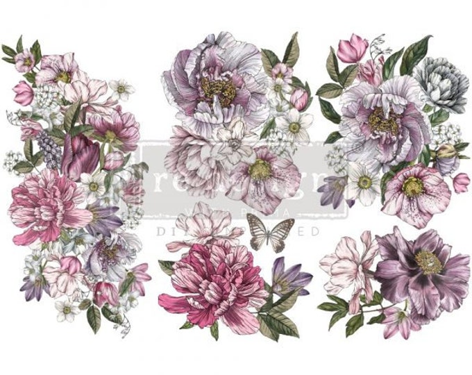 Dreamy Florals small transfer by Redesign with Prima 6"x12" - Same Day Shipping - Furniture Transfers - Decor Transfers - Floral Decor