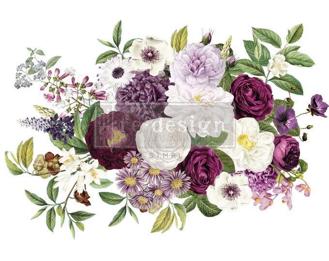 Meet Me in the Garden transfer by Redesign with Prima 24"x 35" - Same Day Shipping - Rub on Transfer - Furniture Transfer - Floral Decor