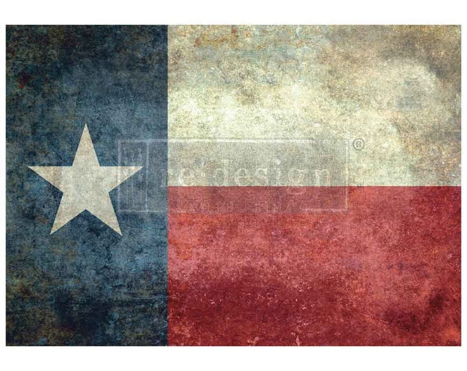 Texas Flag A1 Fiber Decoupage Paper Redesign with Prima 23.4"x33.1" - Same Day Shipping - Furniture Decoupage