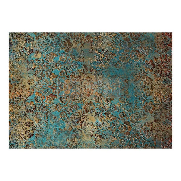 Aged Patina A1 Fiber Decoupage Paper Redesign with Prima 23.4"x33.1" - Same Day Shipping - Furniture Decoupage - Large Paper Decoupage