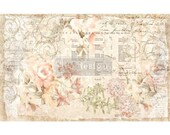 SAME DAY SHIPPING Floral Parchment Decoupage tissue paper 2 sheet Redesign by Prima