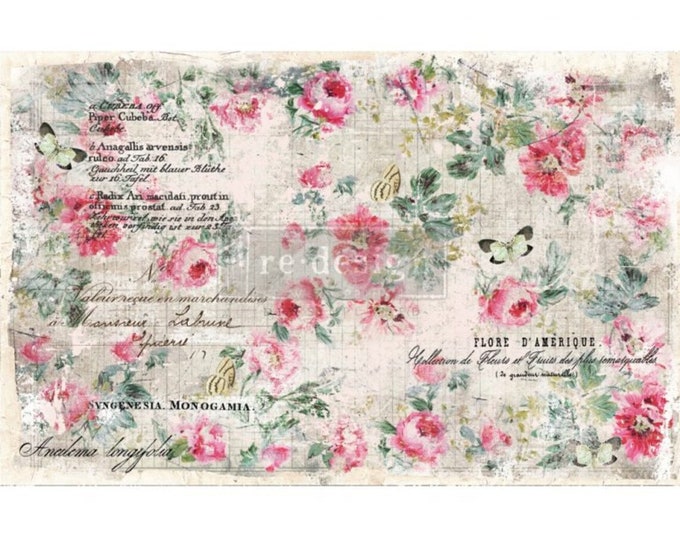 Floral Wallpaper Decoupage tissue paper 2 sheets - Same Day Shipping - Redesign by Prima - Furniture Decoupage - Mulberry Paper