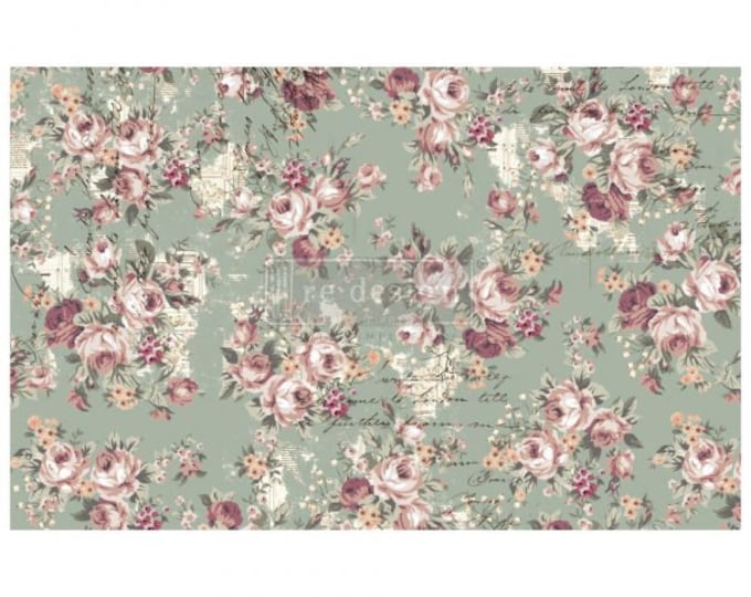 Olivia Decoupage tissue paper 1 sheet Redesign by Prima - Same Day Shipping - Furniture Decoupage - Mulberry Paper - Floral Decor