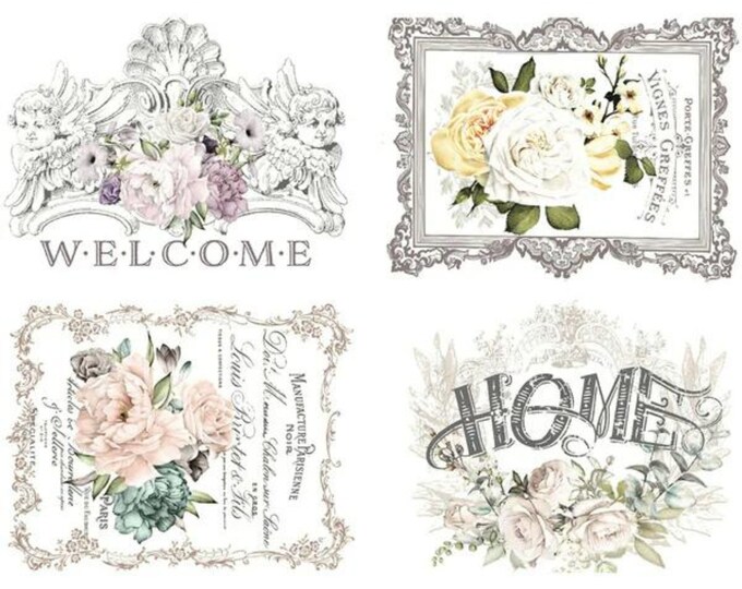 Floral Home transfer by Redesign Prima - Same Day Shipping - Rub on Transfer - Decor Transfer - Furniture Transfer - French Decor