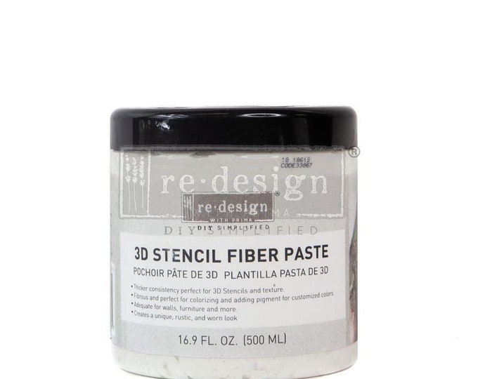 3-D Stencil Fiber Paste 17oz Redesign with Prima - Same Day Shipping - Raised Stencils - Textured Stencils - Dimensional Stencils