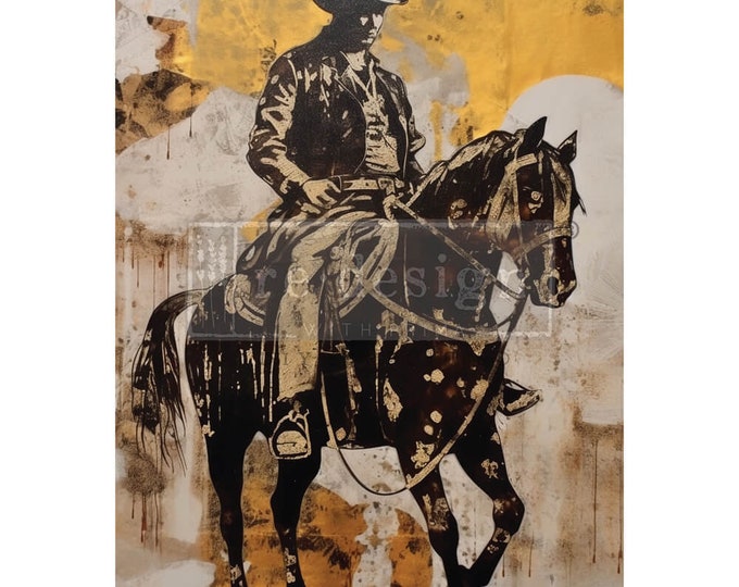 Cowboy Calvary A1 Fiber Decoupage Paper Redesign with Prima 23.4"x33.1" - Same Day Shipping - Furniture Decoupage