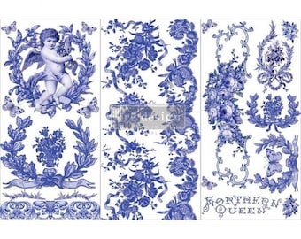 French Blue small transfer by Redesign with Prima 6"x12" - Same Day Shipping - Rub On transfers - Decor transfers - furniture transfers