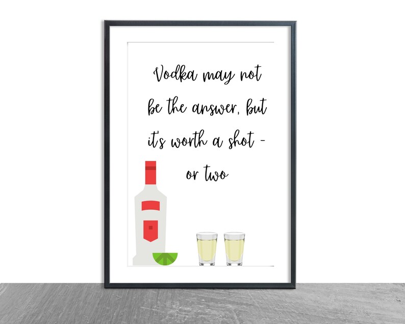 Vodka Sign Home Bar Decor Bar Gift Bar Print Housewarming Etsy