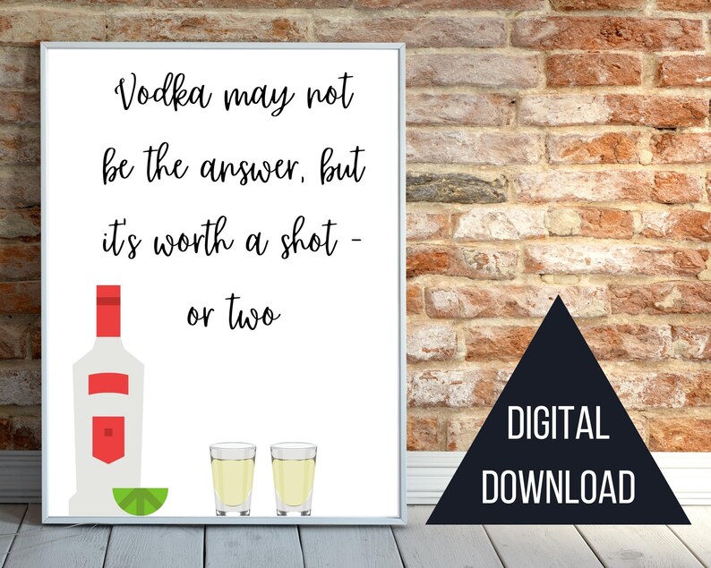 Vodka Sign Home Bar Decor Bar Gift Bar Print Housewarming Etsy