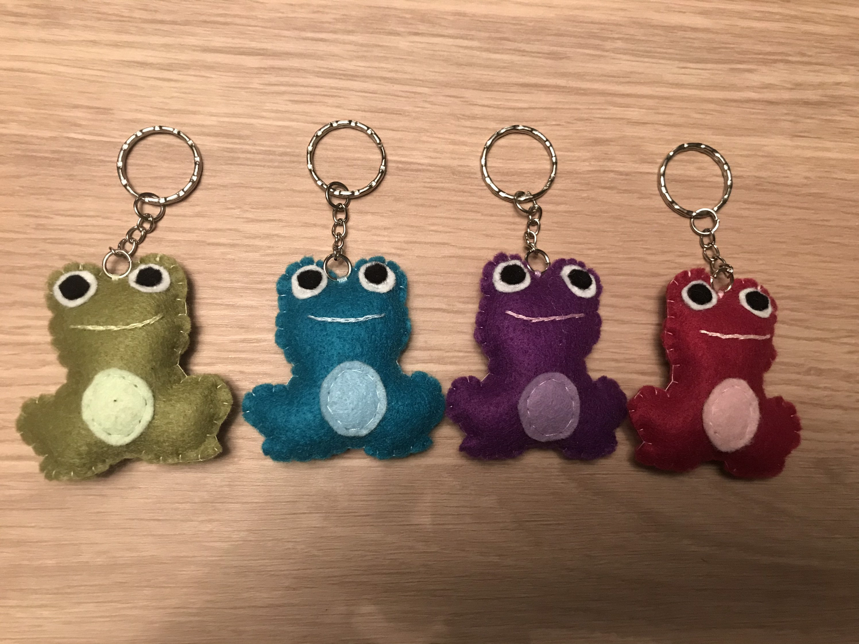 Frog Stuffed Keychain Pink Green Blue Purple Gift Idea Etsy