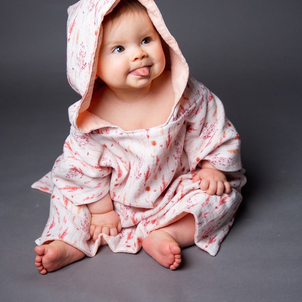 Bath poncho muslin baby child hooded towel holiday beach towel muslin poncho sun protection muslin dress