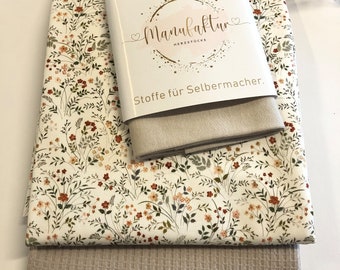 Stoffpaket Waffelstrick Jersey/Jersey Streublümchen/Sand