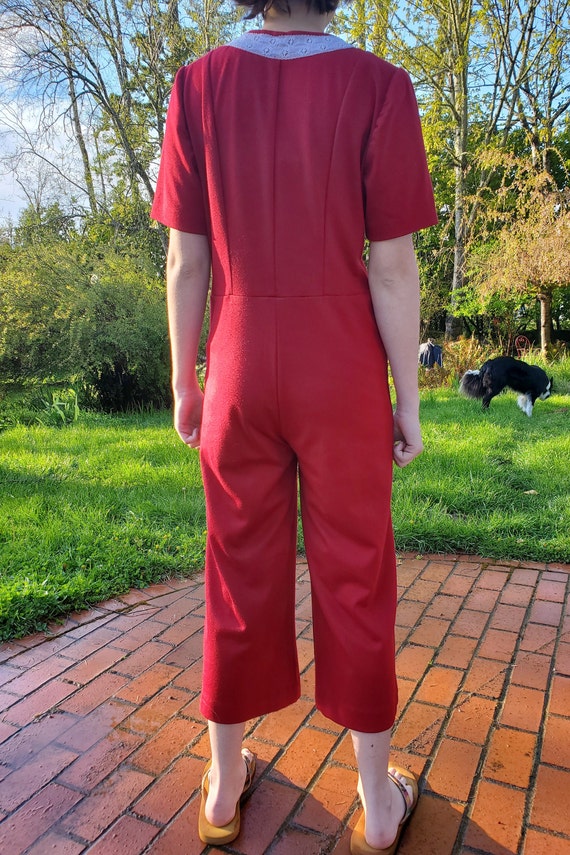 Vintage 70's Jumpsuit Red Cotton Romper - image 5