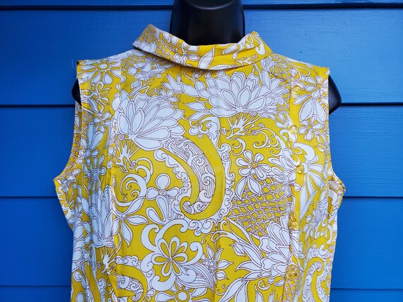 Vintage 60's Dress Yellow Paisley Drop Waist - image 2