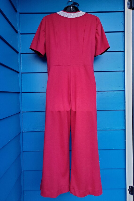 Vintage 70's Jumpsuit Red Cotton Romper - image 8