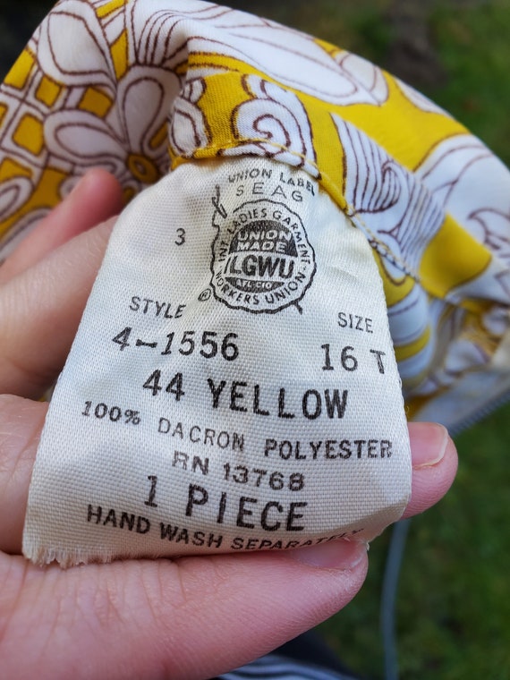 Vintage 60's Dress Yellow Paisley Drop Waist - image 7