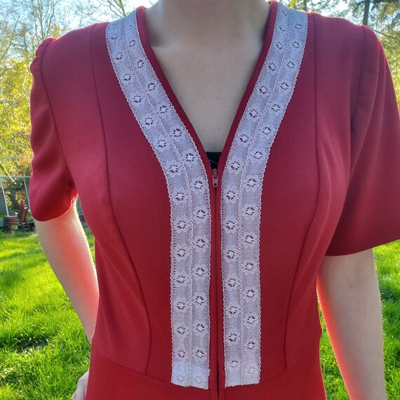 Vintage 70's Jumpsuit Red Cotton Romper - image 2