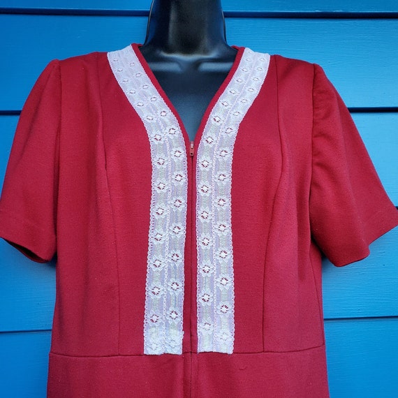 Vintage 70's Jumpsuit Red Cotton Romper - image 6