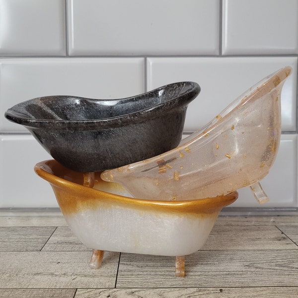 Decorative Soap Dish | Resin Bathtub | Self-draining Soap Dish | Jewelry | Trinket Holder | Bathroom