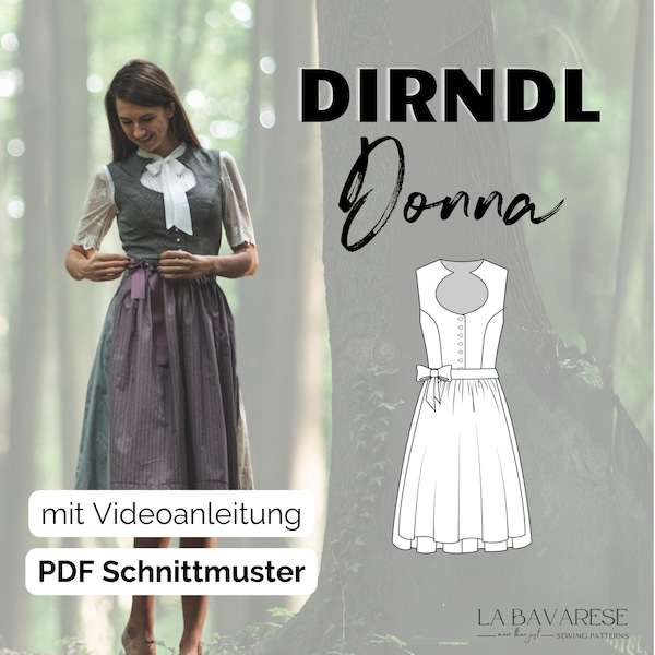 Dirndl DONNA PDF Schnittmuster Gr. 32 - 50, Dirndlschnittmuster