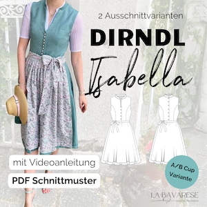 high-necked dirndl sewing pattern with stand-up collar, PDF sewing pattern for women in German, Gr. 32-50, A/B Cup