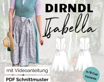 high-necked dirndl sewing pattern with stand-up collar, PDF sewing pattern for women in German, Gr. 32-50, A/B Cup