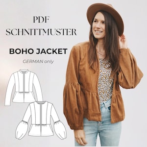 The Boho Jacket, PDF Schnittmuster Damen Jacke, Gr. 32 bis 50, A4 und A0 Format