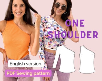 One Shoulder Top / Dress, Instant Download PDF Sewing Pattern Instructions Guide, Easy DIY Sewing for Her, Sizes Us 0-16, Eu 32-50