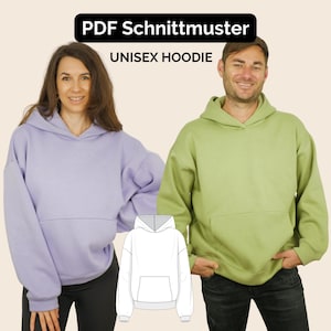 Oversize Hoodie for Women Men Unisex, PDF Sewing Pattern & Instructions in German, Beginner Sewing, Sweatshirt