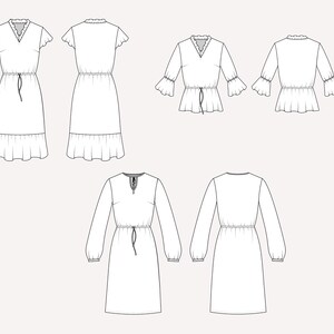 Sommerkleid und Bluse digitales PDF Schnittmuster Damen mit langen und kurzen Flügelärmeln Größe 32 50 Bild 9