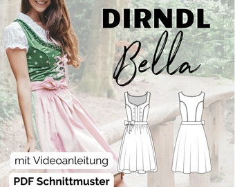 Patrón de costura digital en PDF que incluye blusa tirolesa, disfraz, vestido tirolés, Oktoberfest, talla. 32 - 50