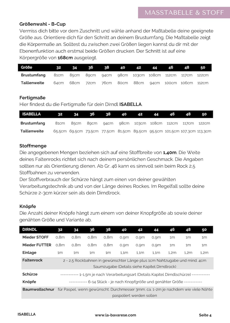 Patrón de costura para dirndl de cuello alto con cuello alto, patrón de costura en PDF para mujer en alemán, tallas 32-50, Oktoberfest imagen 10