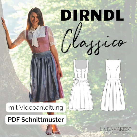 Dirndl With a Straight Low Neckline, Munich Neckline, Wedge Insert, Dirndl  Skirt, Bodice Digital PDF Sewing Pattern Women's Size 32 50 