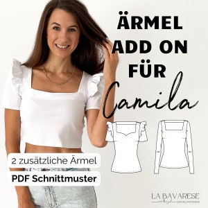 additional sleeve add-on for Camila and Valeria, long smooth sleeves and puff sleeves with ruffles, size 32 - 50, PDF sewing pattern e-book