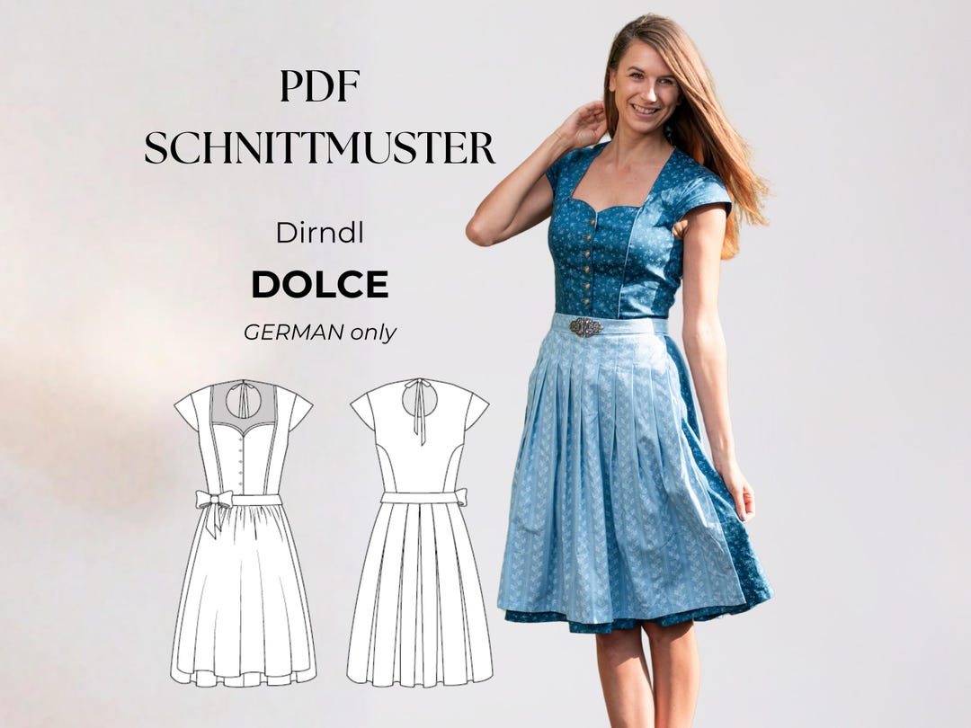 Dirndl DOLCE PDF Sewing Pattern Sizes 32-50, Dirndl Sewing Pattern ...