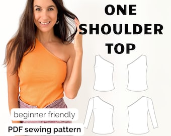 One Shoulder Top / Dress, Instant Download PDF Sewing Pattern Instructions Guide, Easy DIY Sewing for Her, Sizes Us 0-16, Eu 32-50