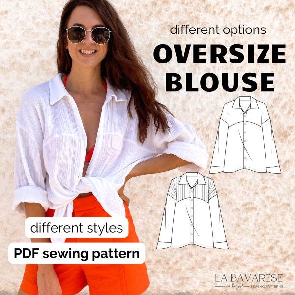 Collar neck button down blouse shirt, Instant Download PDF Sewing Pattern Instructions Guide, Easy DIY Sewing for Her, Sizes Us 0-16