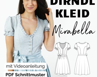 Dirndl dress Mirabella, PDF sewing pattern size. 32 to 50