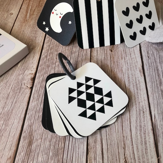 Spiggly High Contrast Baby Cards - 50 Black & White Visual Stimulation Cards For Newborns 0-6 Months