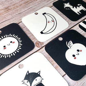 Kontrastkarten-Set für Babys | schwarz-weiss Spielzeug | 0-6 Monate