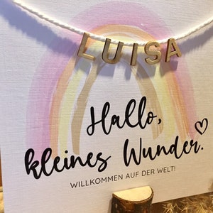 Glückwunschkarte Geburt „Kleines Wunder“ Aquarell-Regenbogen quadratisch personalisierbar